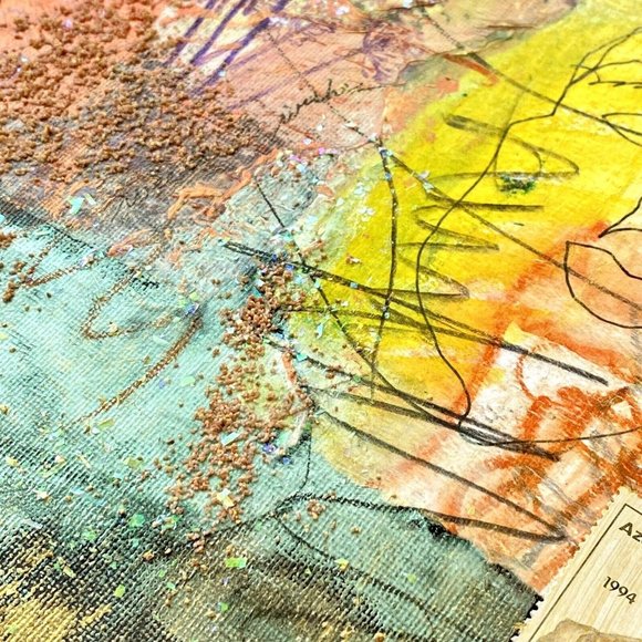 Blind Love - Original Art Mixed Media Signed Asian Fusion Painting 12”x16” - Picture 8 of 12